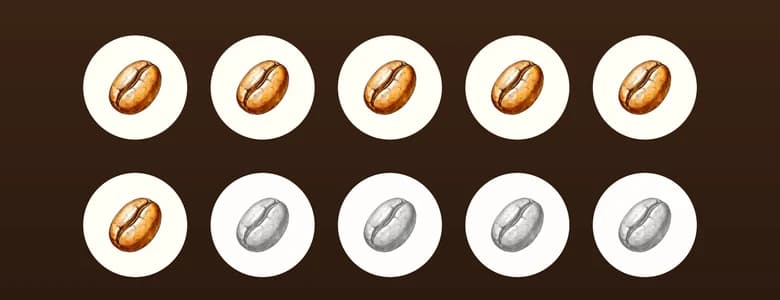 Your coffee shop stamp card: 6 of 10 earned