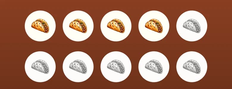 Tarjeta de sellos de Tu taquería: 4 de 10 ganados