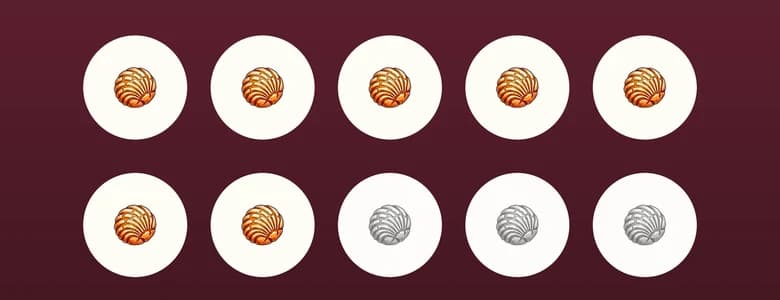 Tarjeta de sellos de Tu panadería: 7 de 10 ganados